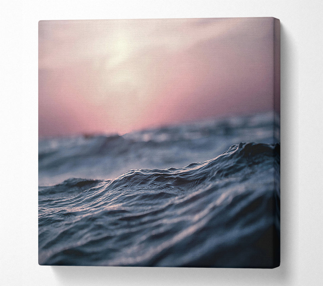  A Canvas Print of Pink Sky, Blue Waves Canvas Art