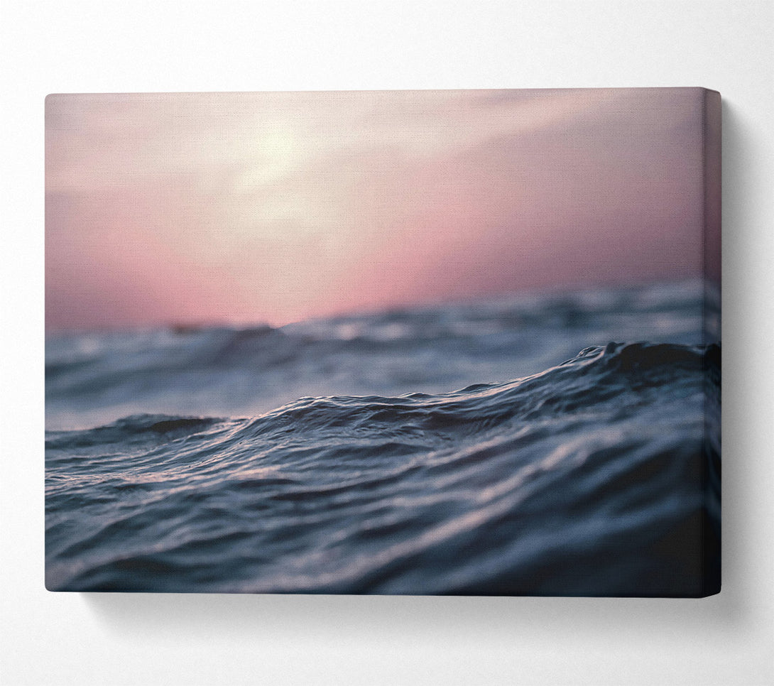  A Canvas Print of Pink Sky, Blue Waves Canvas Art