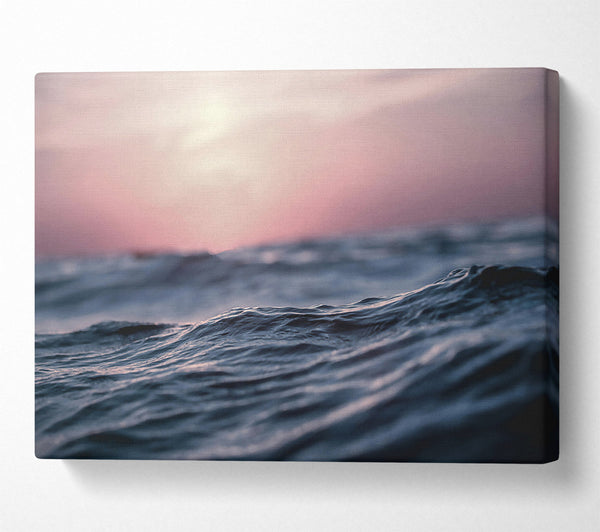  A Canvas Print of Pink Sky, Blue Waves Canvas Art