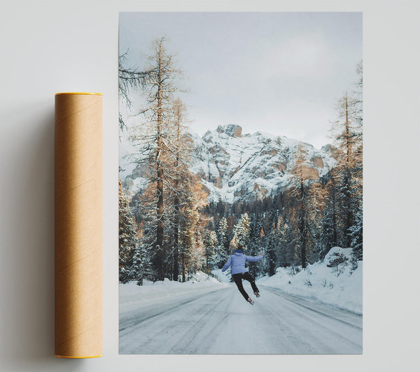 Blue Joy In Snow Poster