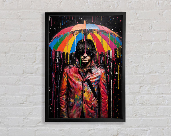 Rainbow Umbrella Man Framed Print