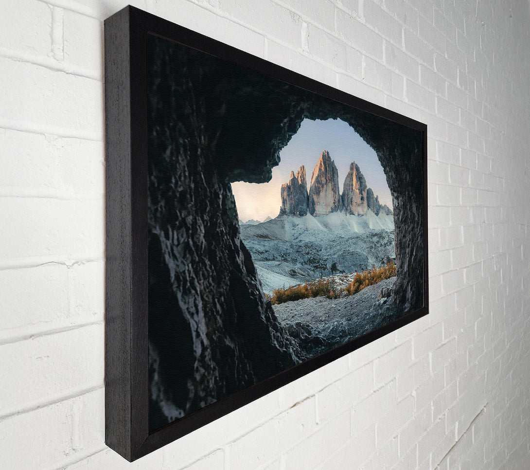  A Canvas Print of Grey Peaks Through Cave. Canvas Print