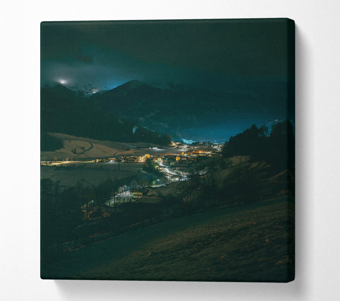  A Canvas Print of Azure Night Lights Canvas Wall Art