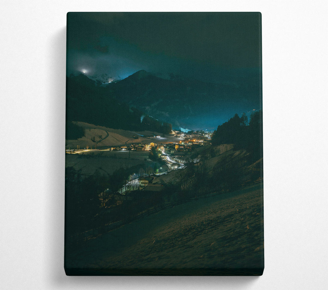  A Canvas Print of Azure Night Lights Canvas Wall Art