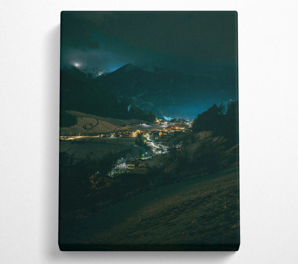  A Canvas Print of Azure Night Lights Canvas Wall Art