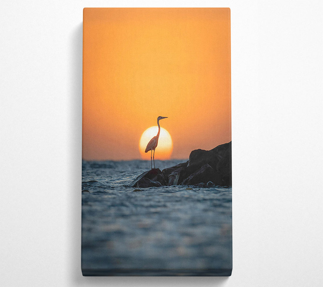  A Canvas Print of Orange Sunset Heron Canvas Print