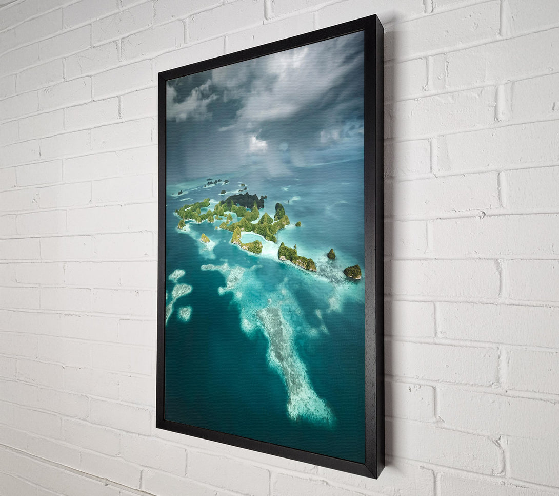  A Canvas Print of Teal Islands Under Clouds Canvas Print