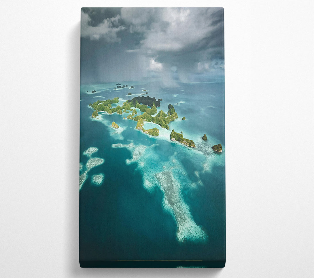 A Canvas Print of Teal Islands Under Clouds Canvas Print