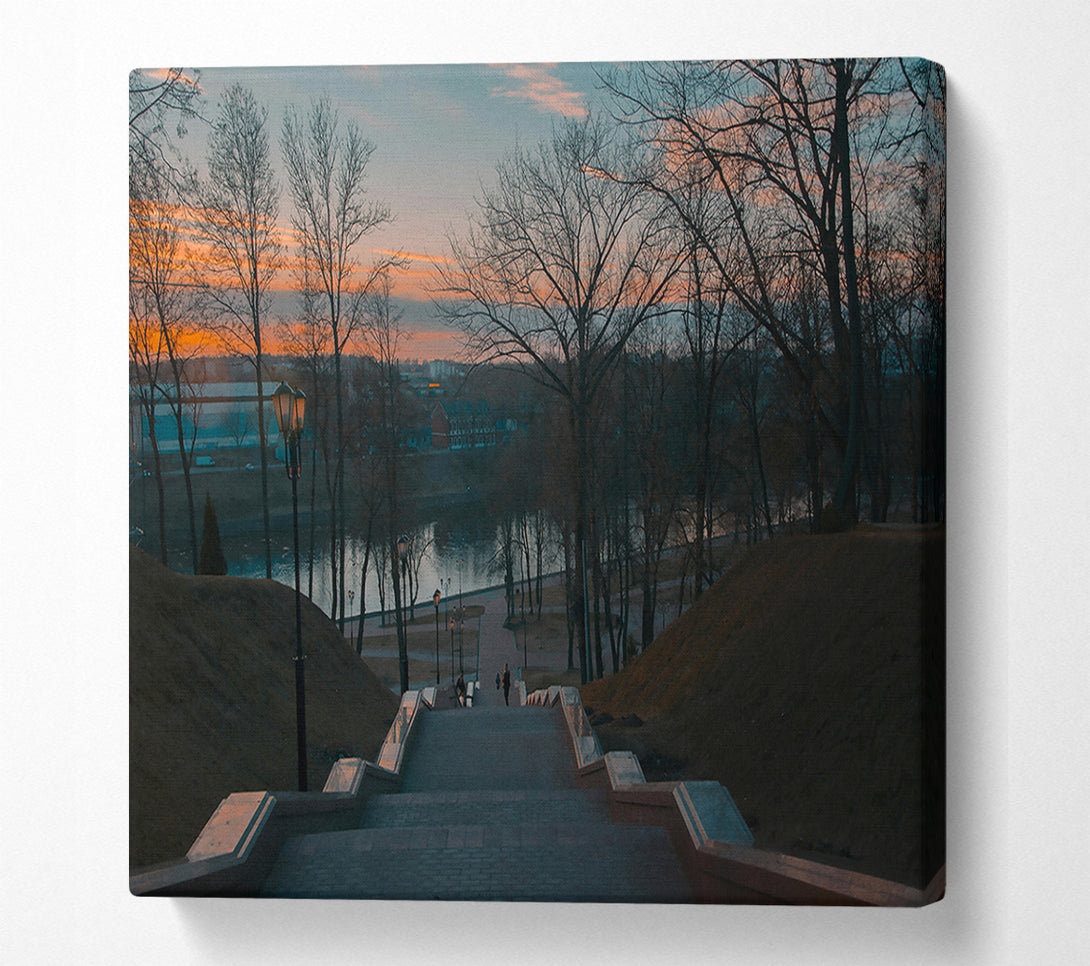  A Canvas Print of Orange Dusk Steps Canvas Print