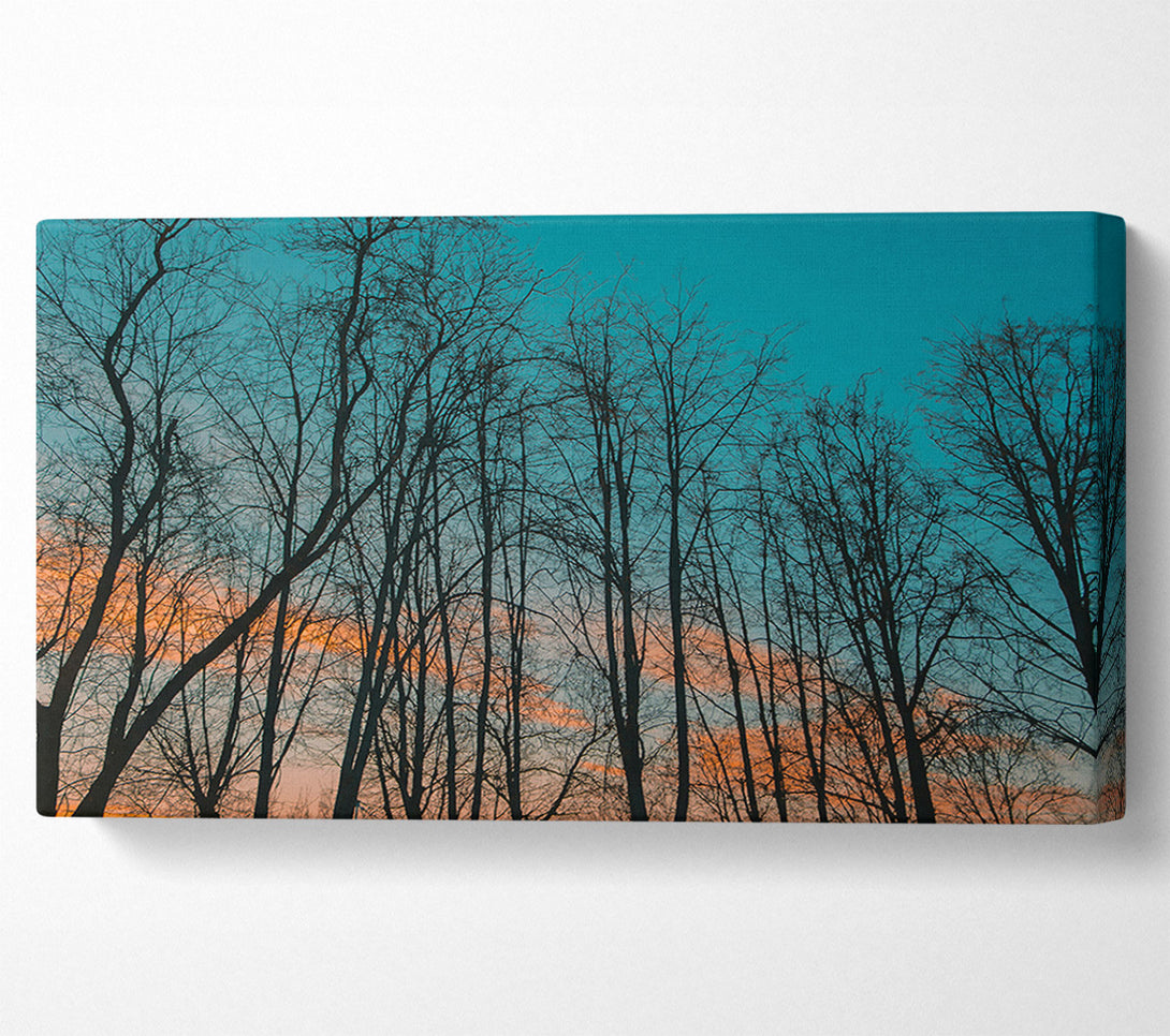  A Canvas Print of Silhouettes In Teal Sky Canvas Wall Art