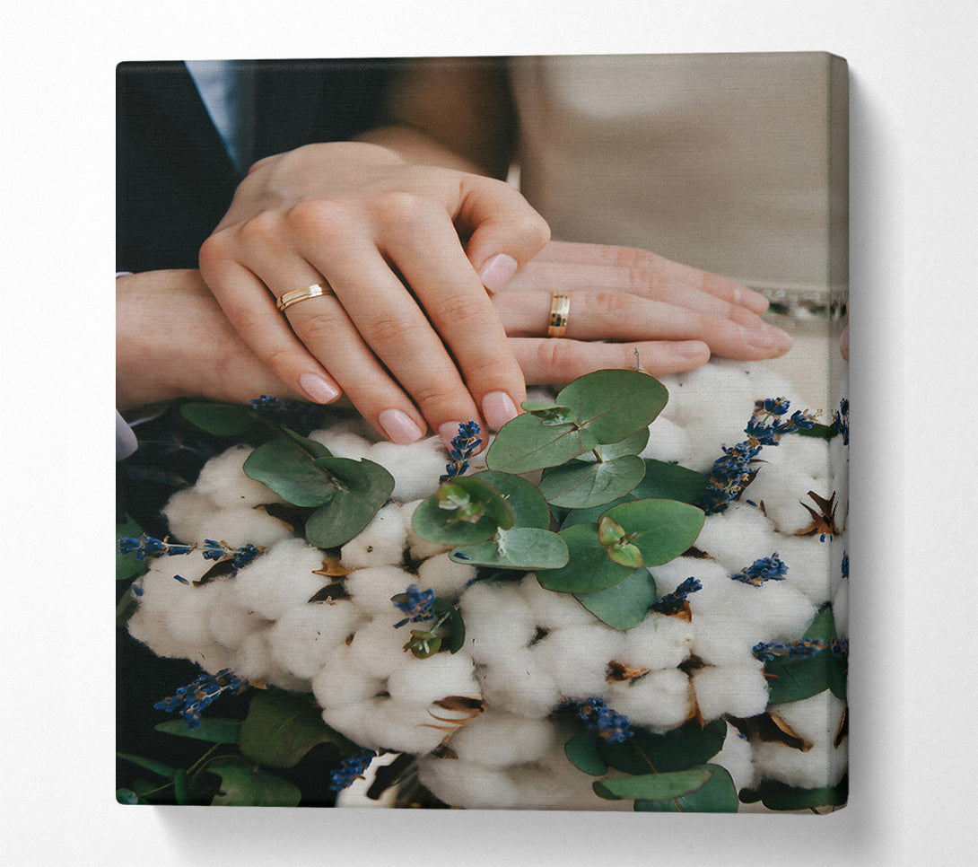  A Canvas Print of Golden Hands On White Blooms Canvas Art