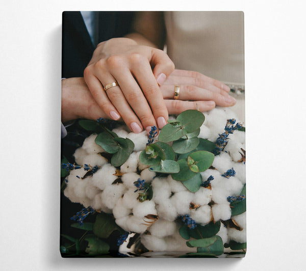  A Canvas Print of Golden Hands On White Blooms Canvas Art
