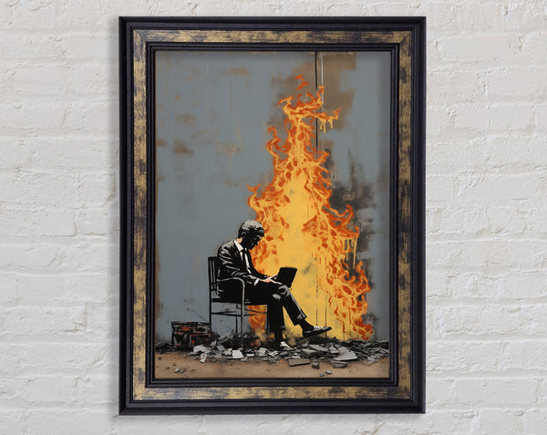 Reading By The Fire Graffiti Framed Print