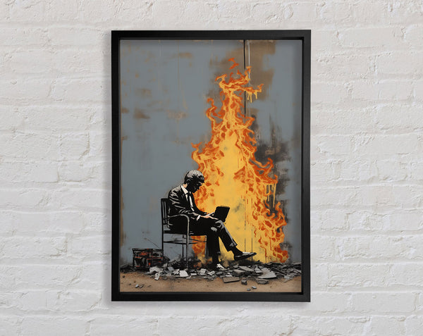 Reading By The Fire Graffiti Framed Print