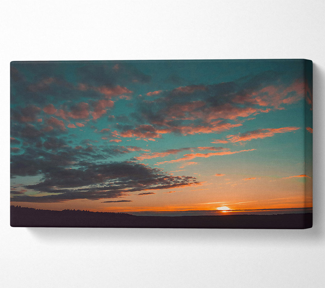  A Canvas Print of Teal Sunset Clouds Canvas Art