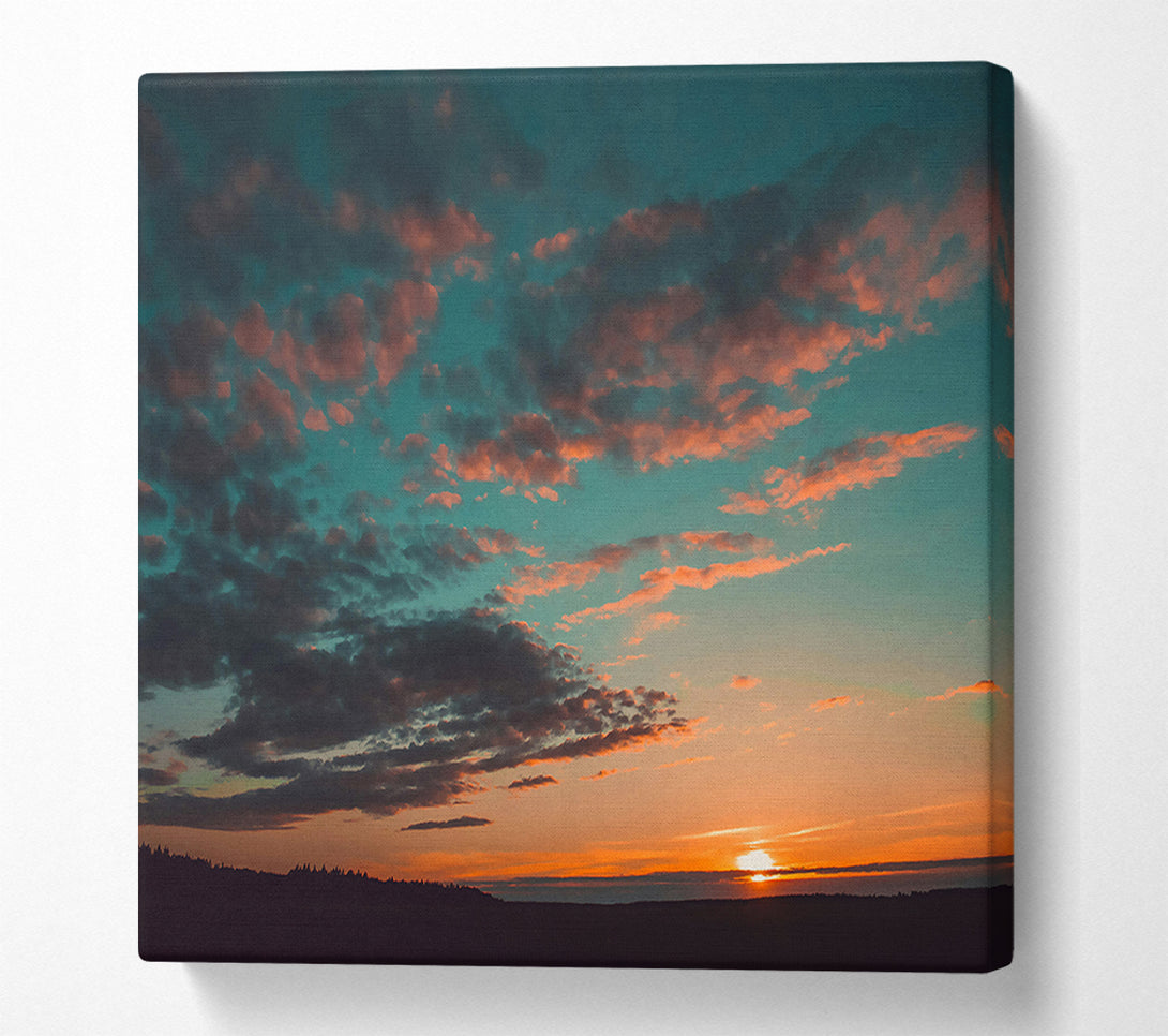  A Canvas Print of Teal Sunset Clouds Canvas Art