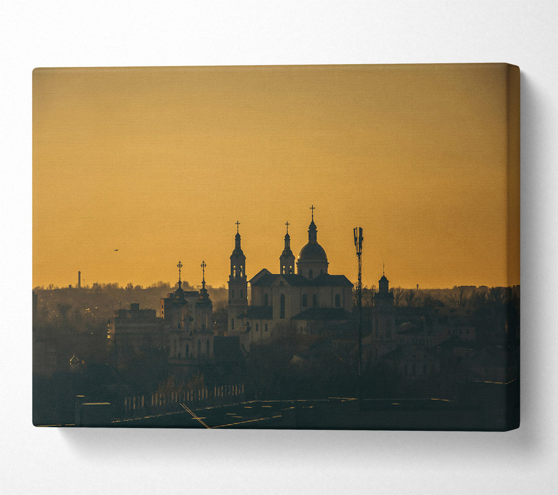  A Canvas Print of Golden City Skyline Canvas Print