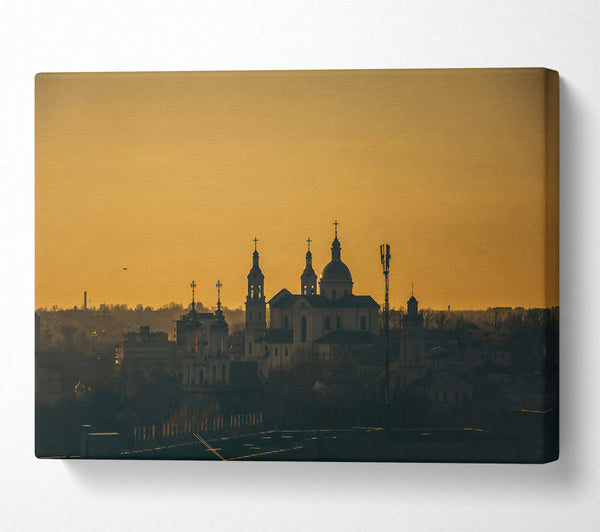  A Canvas Print of Golden City Skyline Canvas Print