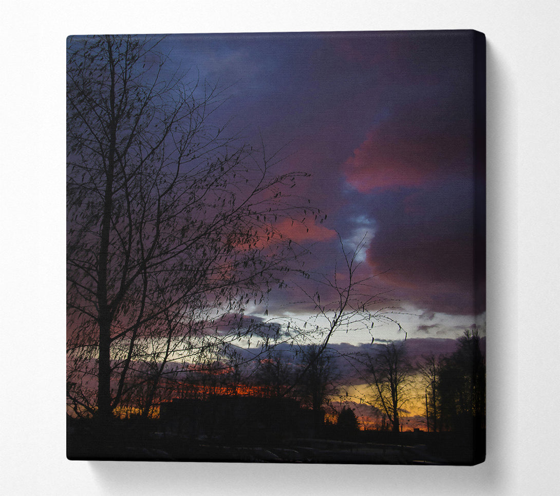  A Canvas Print of Crimson Silhouettes At Dusk Canvas Wall Art