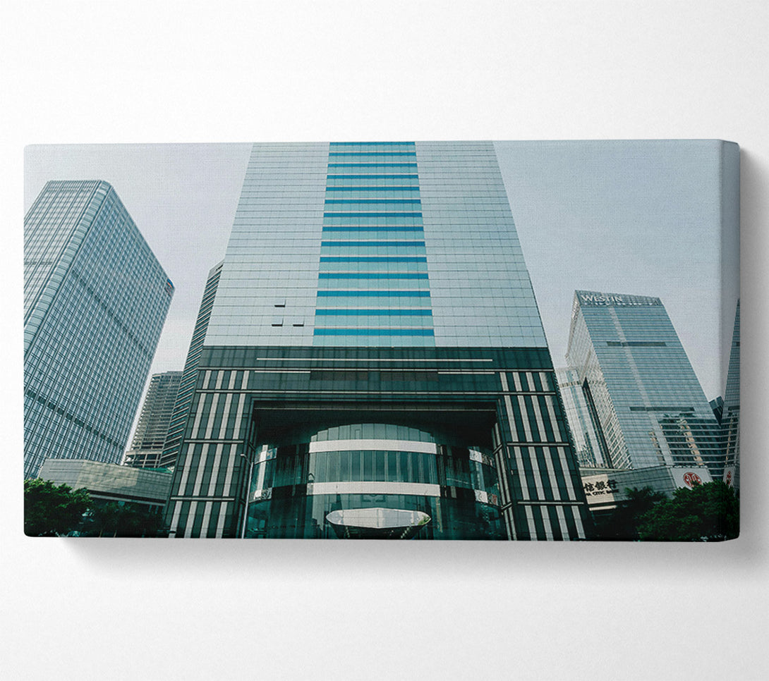  A Canvas Print of Blue Glass Reflections Canvas Wall Art