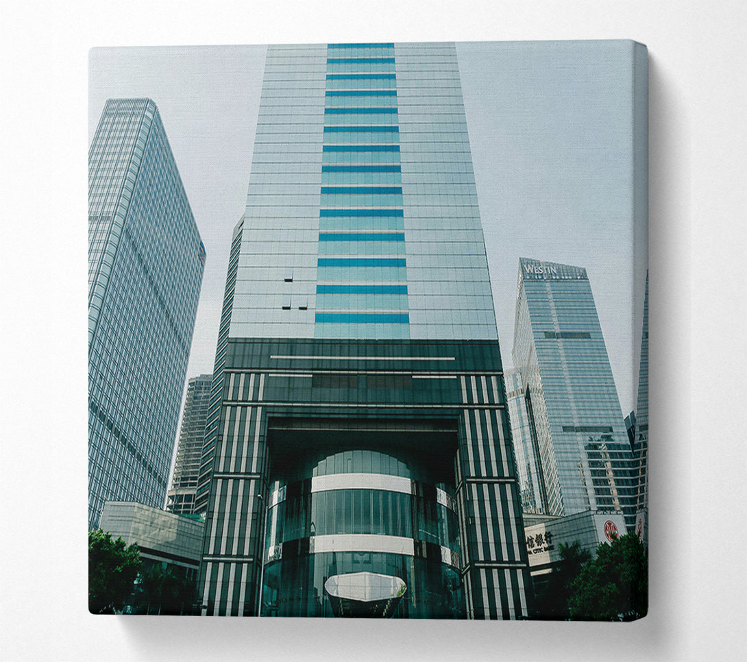  A Canvas Print of Blue Glass Reflections Canvas Wall Art