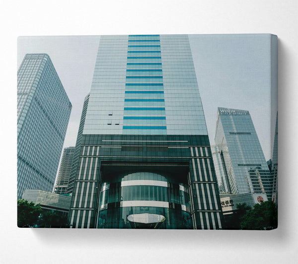  A Canvas Print of Blue Glass Reflections Canvas Wall Art