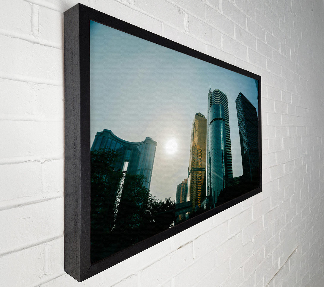  A Canvas Print of Blue Glass Towers Canvas Wall Art