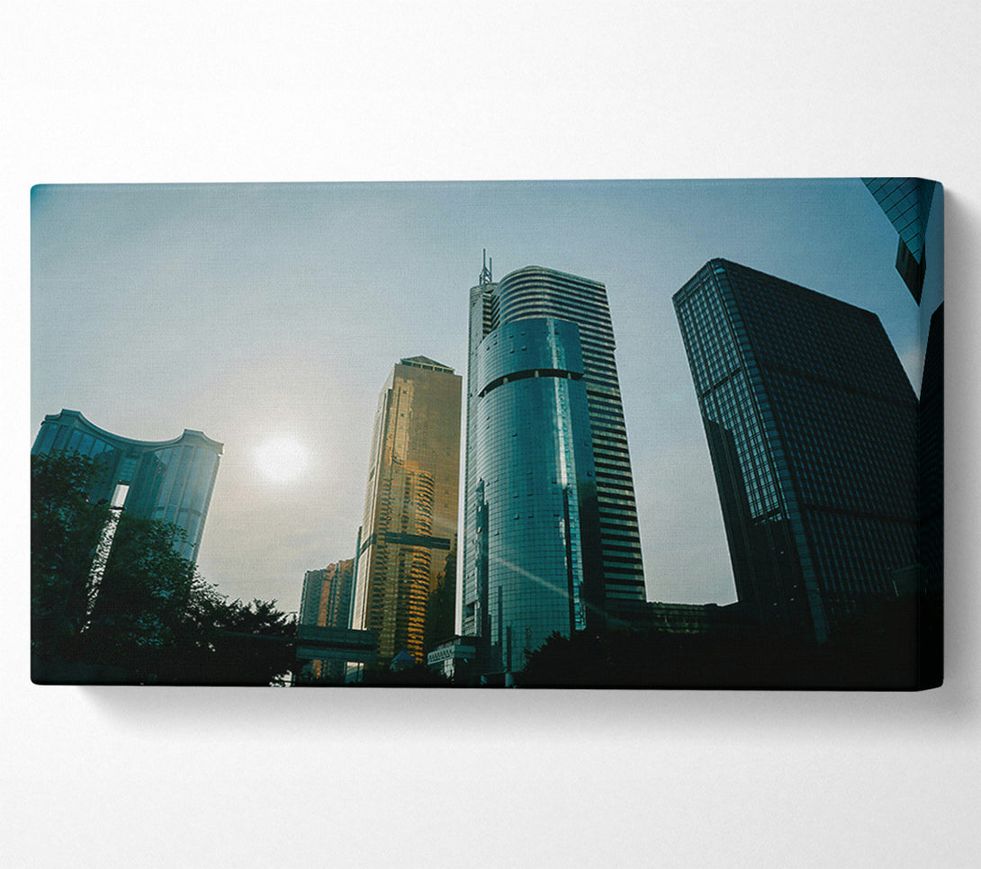  A Canvas Print of Blue Glass Towers Canvas Wall Art