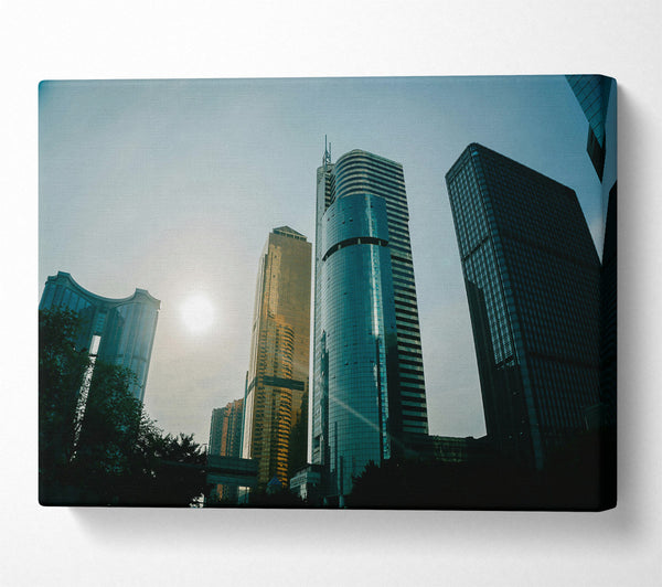  A Canvas Print of Blue Glass Towers Canvas Wall Art