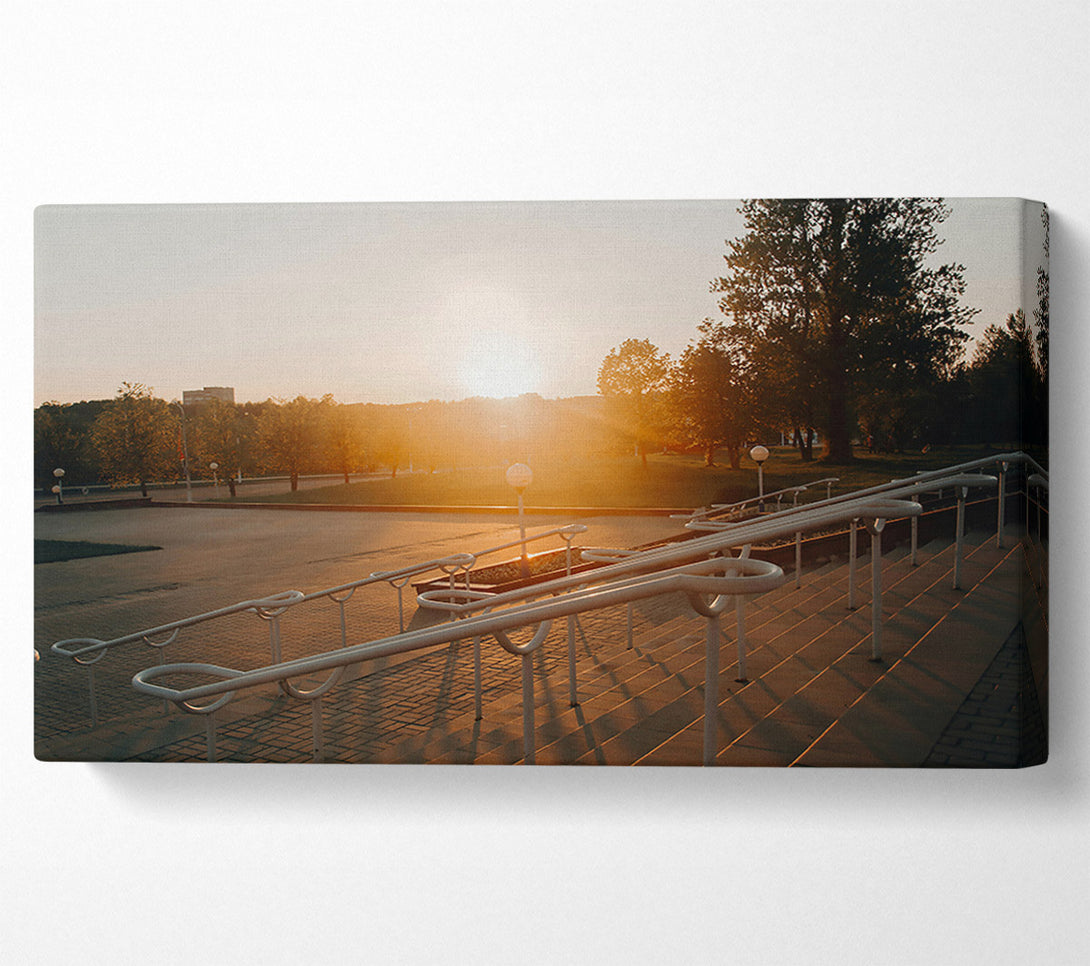  A Canvas Print of Golden Steps At Sunset Canvas Print