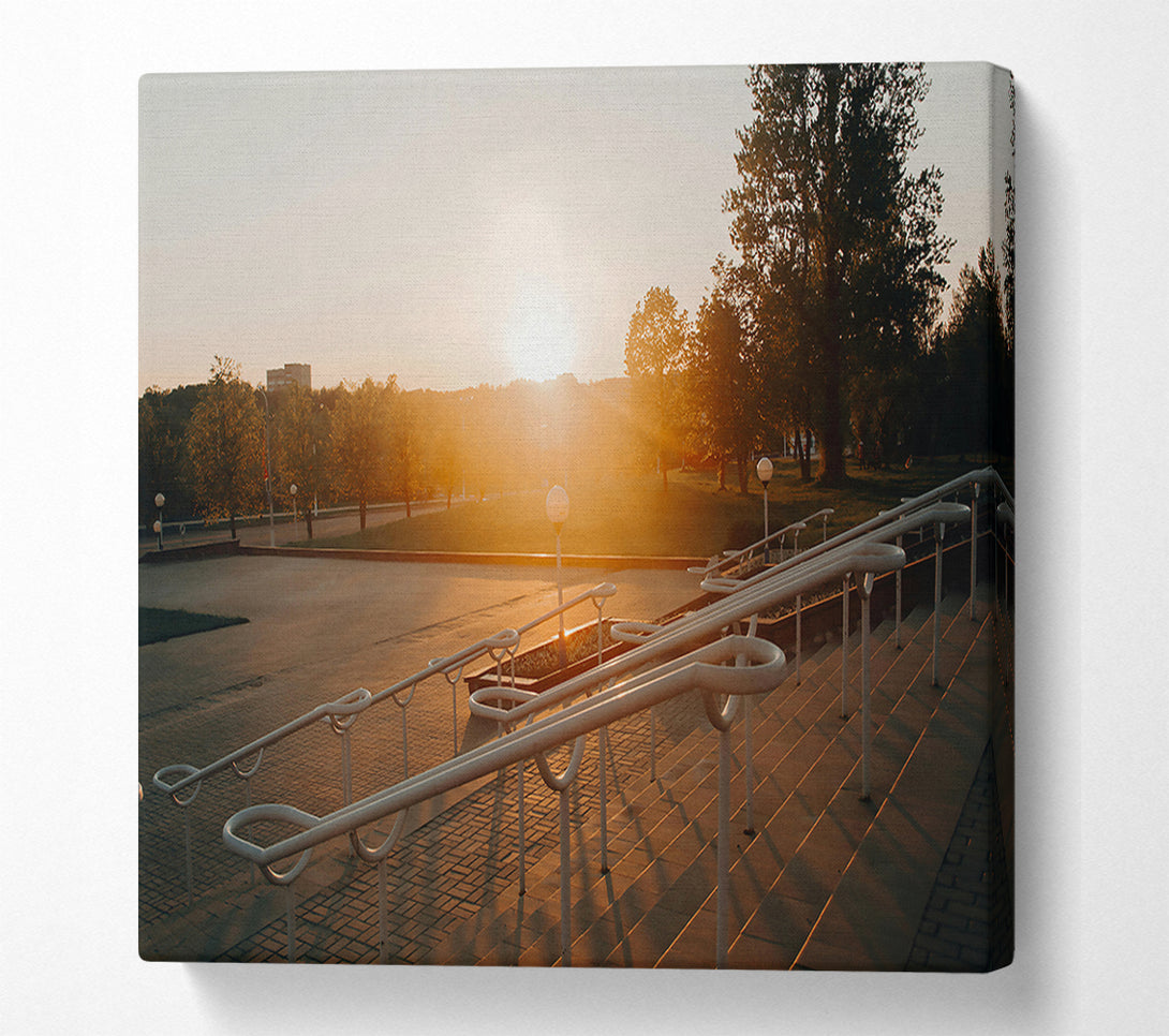  A Canvas Print of Golden Steps At Sunset Canvas Print