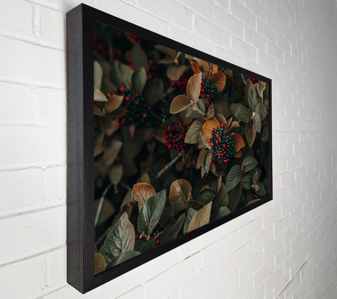  A Canvas Print of Red Berries In Autumn Leaves Canvas Wall Art