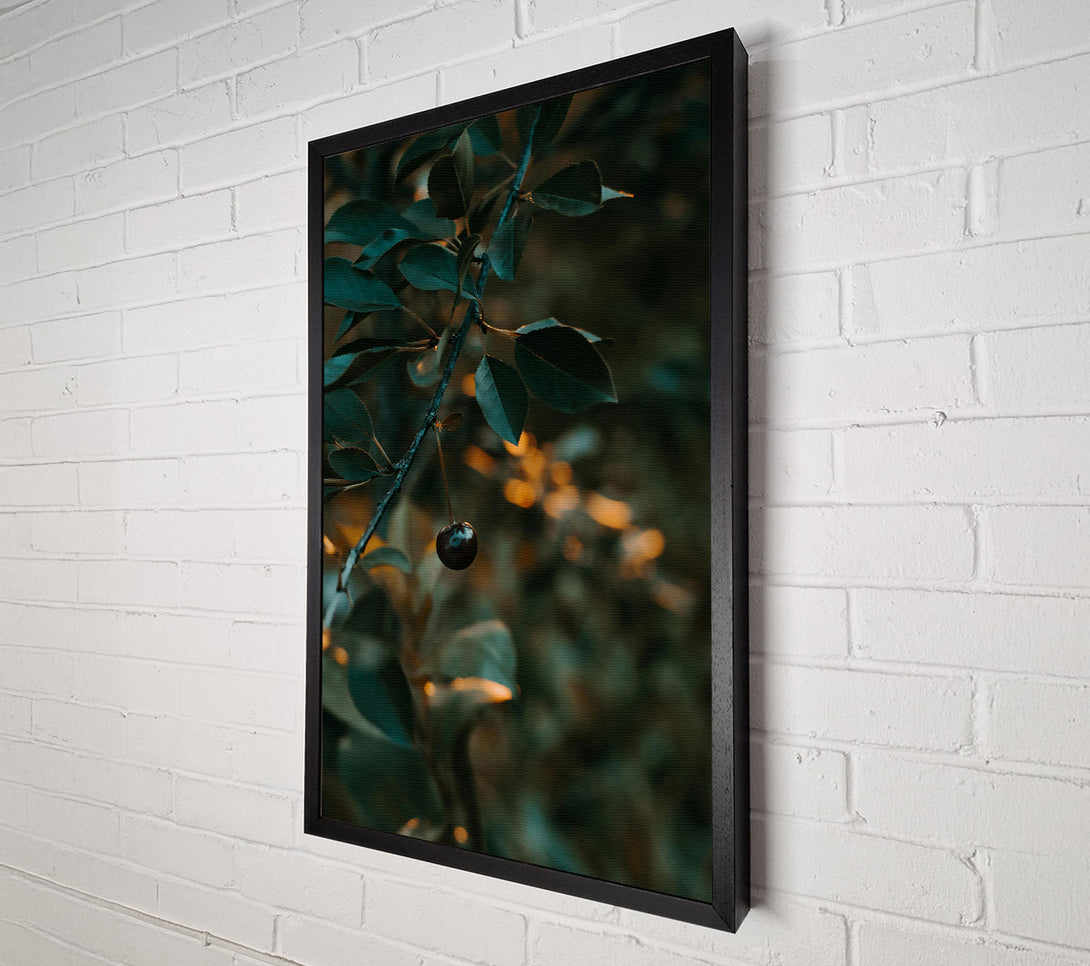  A Canvas Print of Teal Leaf And Cherry Canvas Wall Art