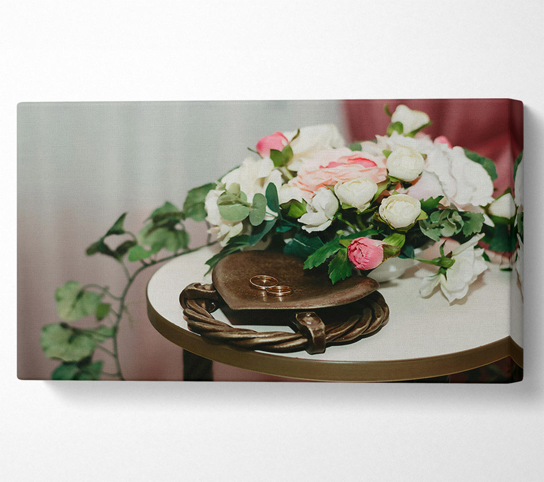  A Canvas Print of Golden Rings And White Blooms. Canvas Wall Art