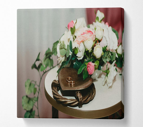  A Canvas Print of Golden Rings And White Blooms. Canvas Wall Art