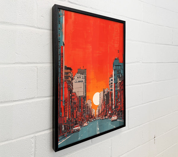 Red Orange Sunset Scyscraper