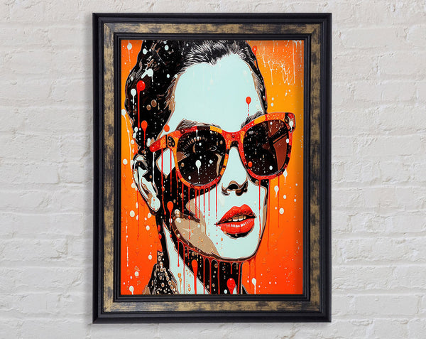 Red Paint Drop Fashion Woman Framed Print