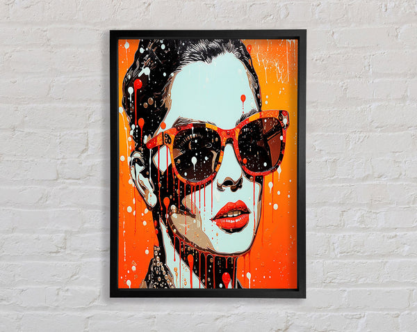 Red Paint Drop Fashion Woman Framed Print