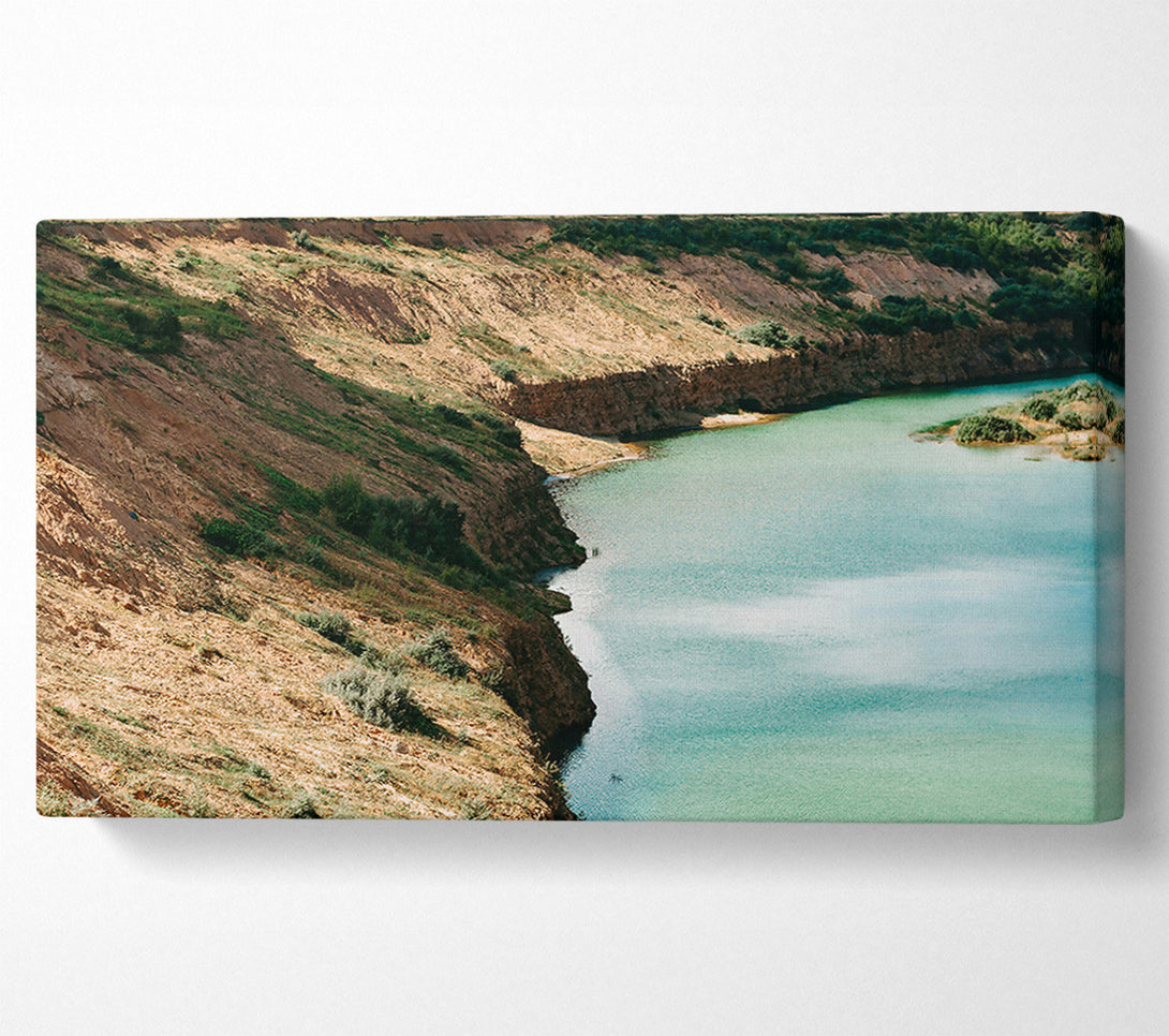  A Canvas Print of Teal Cliffside River Canvas Art