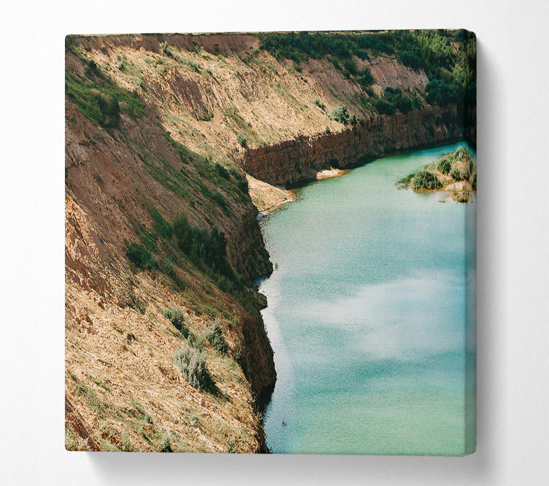  A Canvas Print of Teal Cliffside River Canvas Art