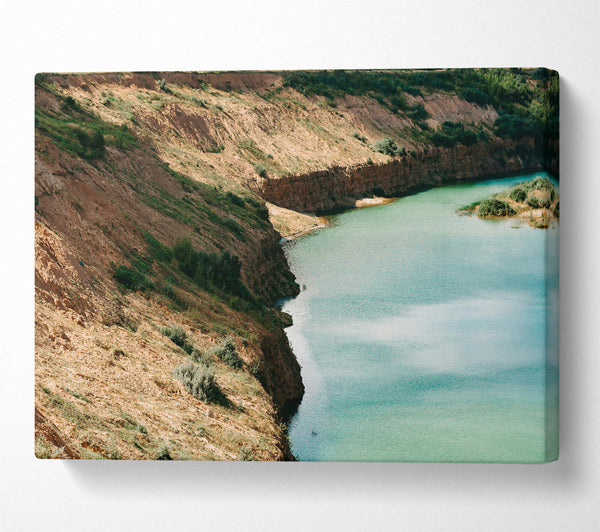  A Canvas Print of Teal Cliffside River Canvas Art