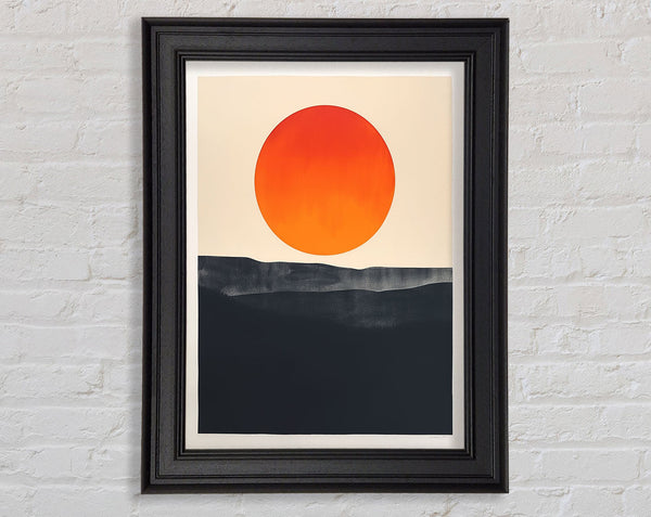 Red Sun On Black Land Framed Print