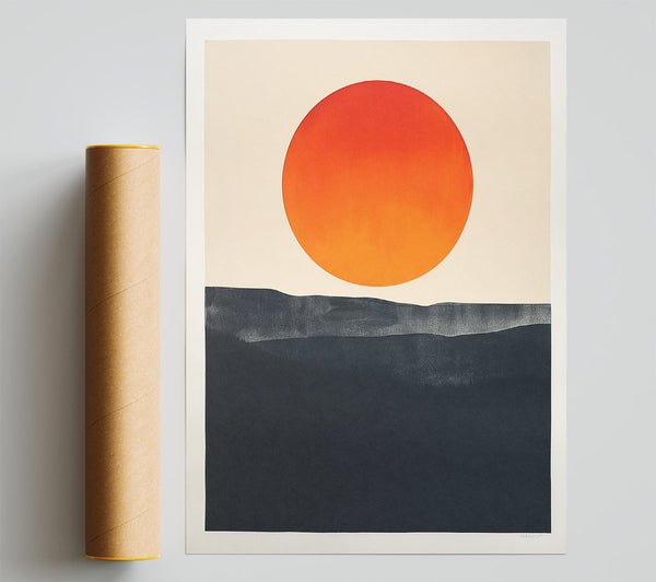 Red Sun On Black Land Poster