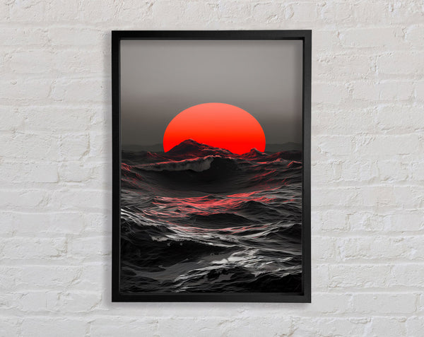 Red Sun Over The Mountains Framed Print