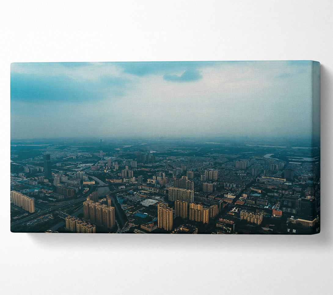  A Canvas Print of Blue Haze Over Cityscape Canvas Wall Art