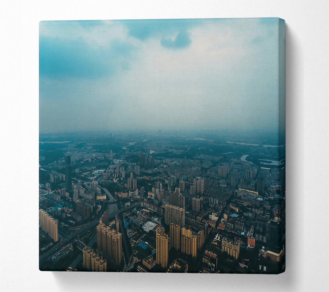  A Canvas Print of Blue Haze Over Cityscape Canvas Wall Art