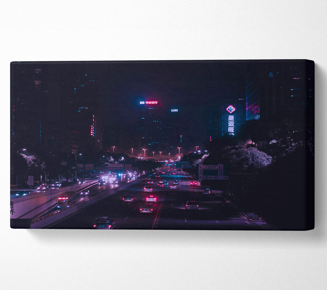  A Canvas Print of Pink Neon Highway Canvas Wall Art