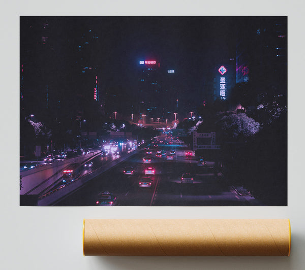 Pink Neon Highway Giclee Print