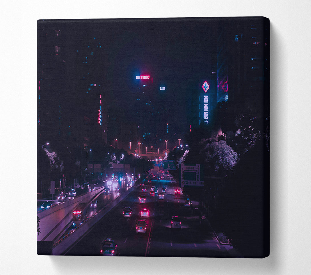  A Canvas Print of Pink Neon Highway Canvas Wall Art