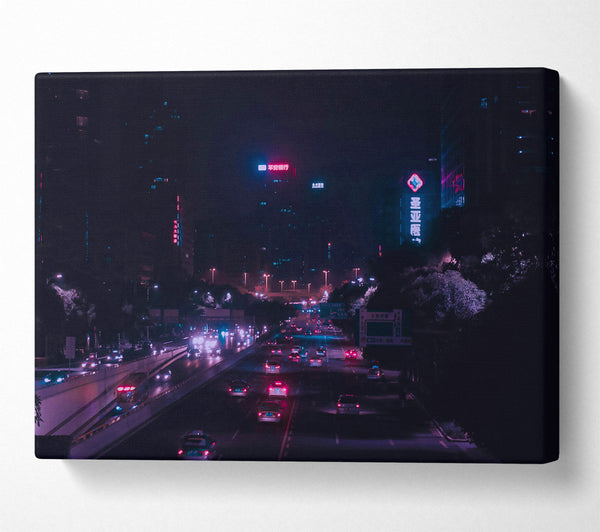  A Canvas Print of Pink Neon Highway Canvas Wall Art
